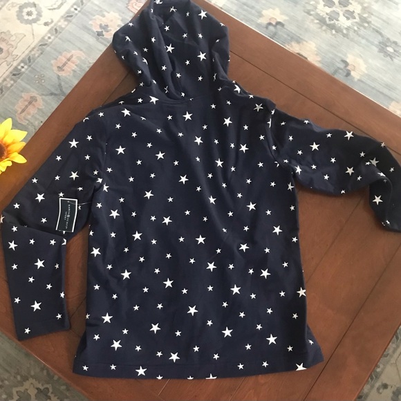 Karen Scott Navy Star‎ Medium Print Hoodie NWT - Picture 7 of 12